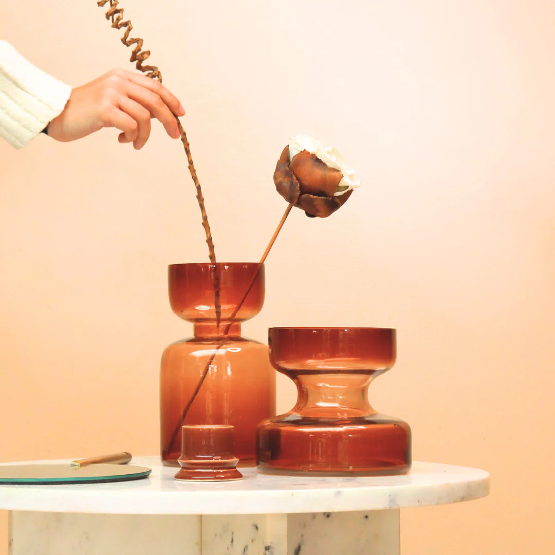 Haze Brown -Glass Vase