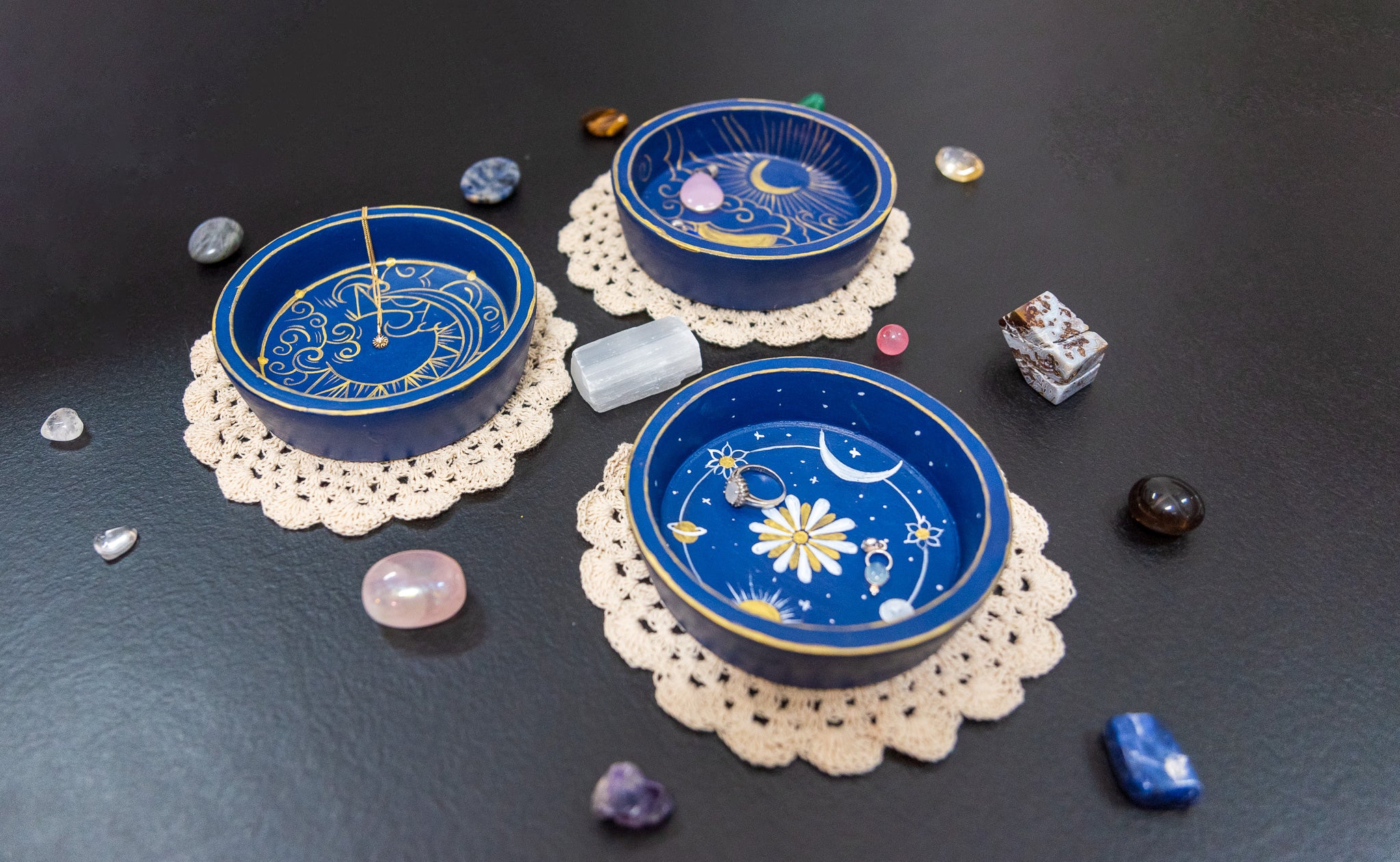 Hand painted Trinket Trays - Set of 3