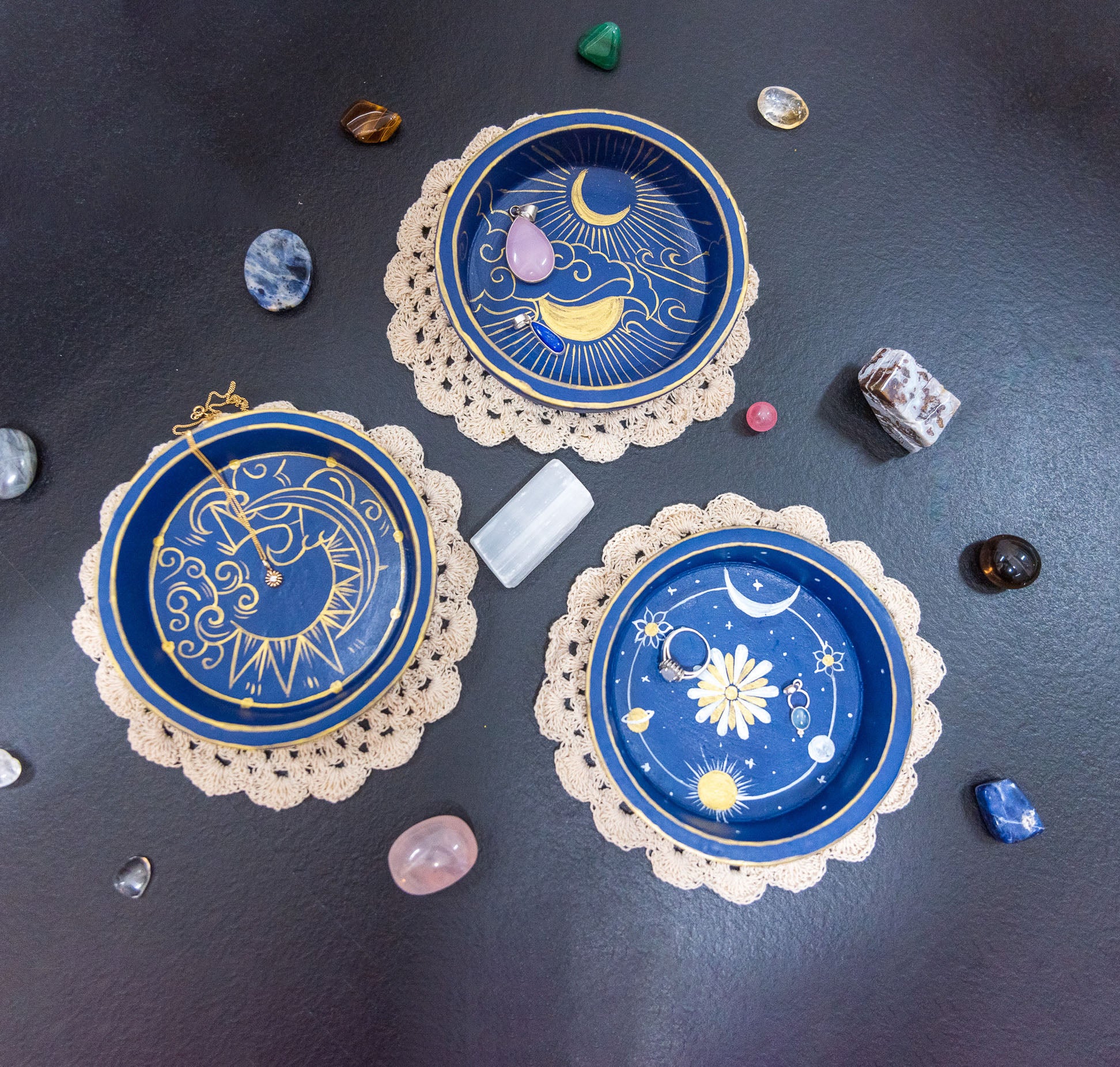 Hand painted Trinket Trays - Set of 3