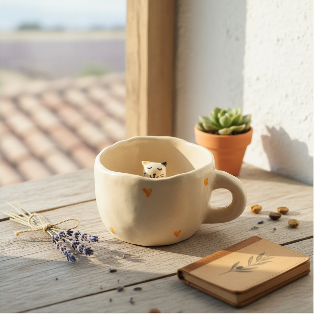 Peek-a-Boo: Cat Ceramic Cup