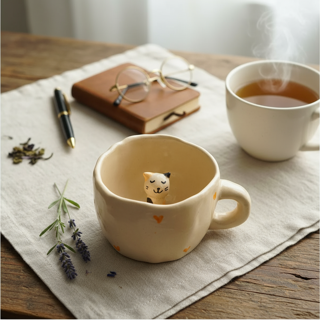 Peek-a-Boo: Cat Ceramic Cup