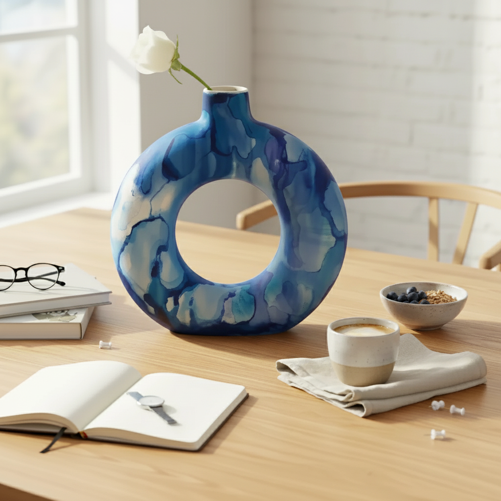 High Tides- Hand-painted Donut Vase