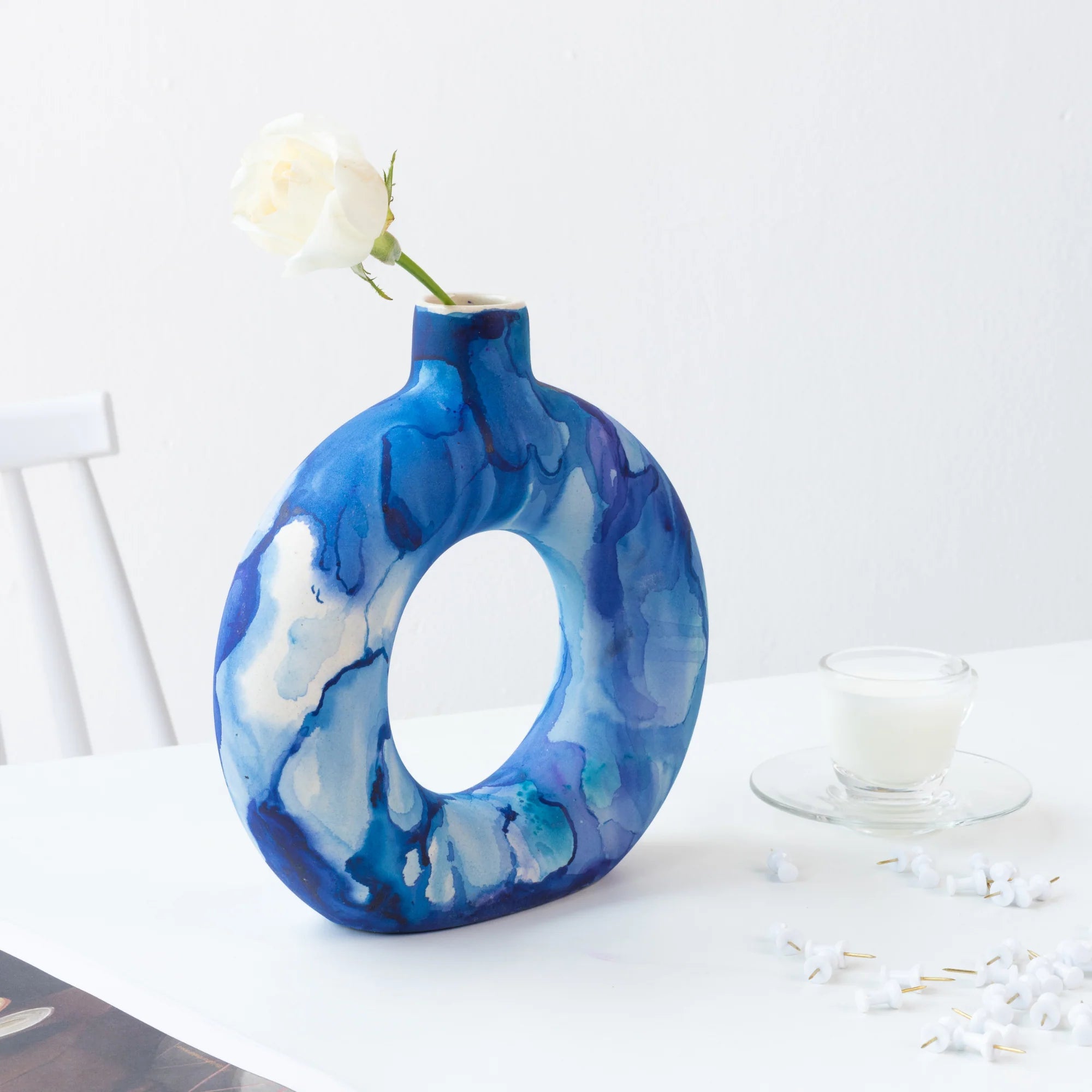 High Tides- Hand-painted Donut Vase