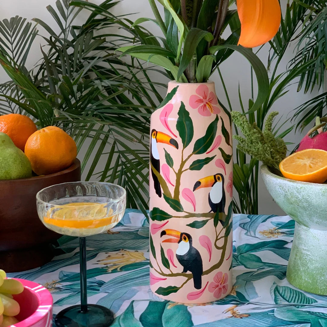 Tropical Tango - Handpainted Flower Vase